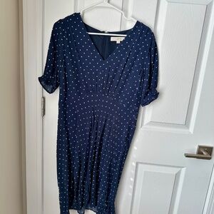 LOFT navy and whit polka dot dress - size 6